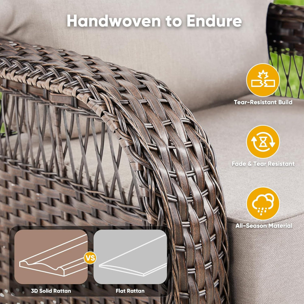 Belord Luxury Outdoor High Back Couch, All-Weather Wicker 3-Seater Sofa, Wick...