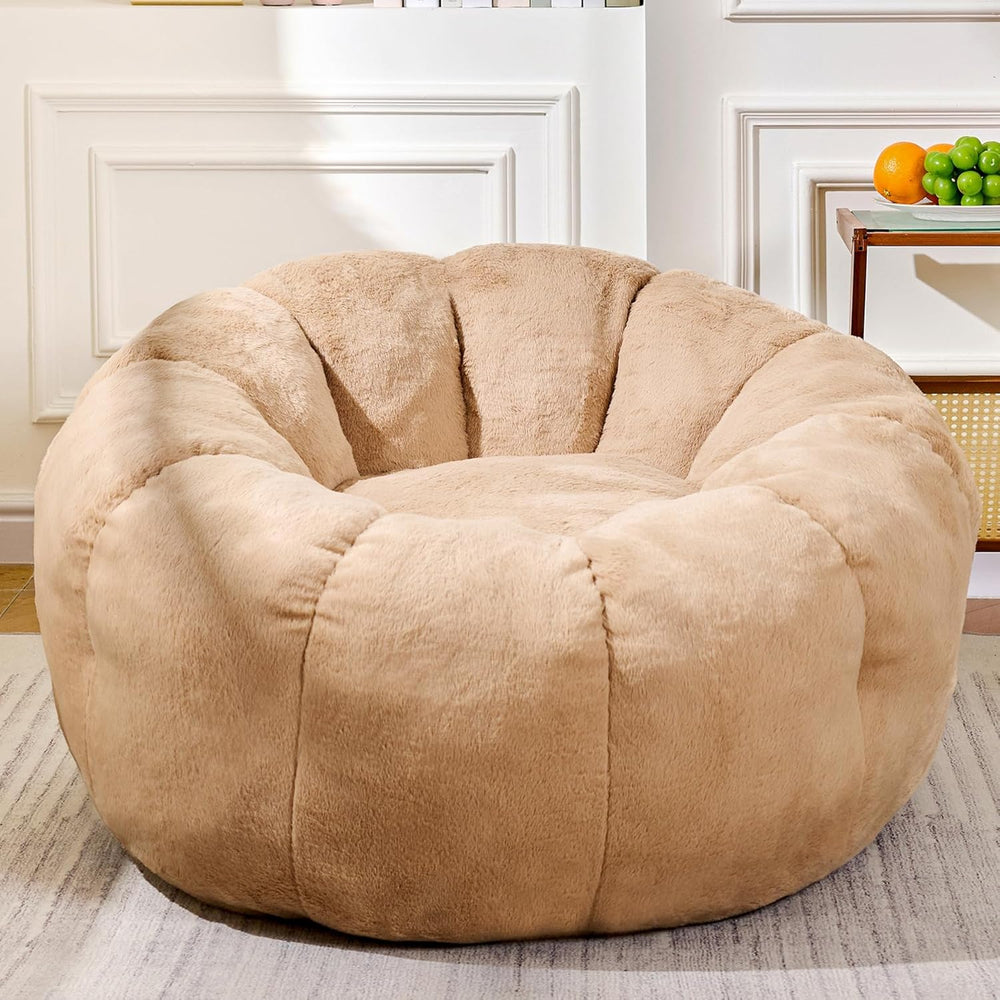 Flower Bean Bag Chair for Teens and Young Adults, Soft Faux Fur Floor Seating...