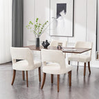 VKNOW Wooden Dining Chairs Set of 4, Modern Fabric Upholstered Dining Room Chair Kitchen Chairs, Farmhouse Dinner Chair for Kitchen Dining Room, Cream