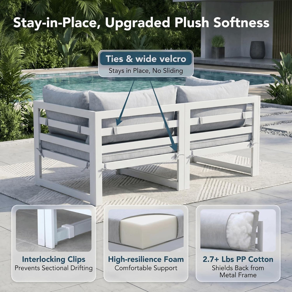 NICESOUL 4 Piece Patio Aluminum Furniture Set, 29" Oversized Wide Deep S...