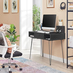 VECELO 39.3" Home Office Work Table with Drawers,Computer Desk with Hairpin Leg for Writing/Study,Classic Black