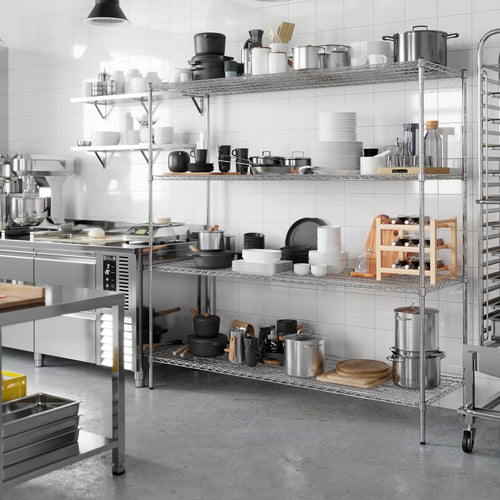 24" Deep x 72" Wide x 74" Height Wire Shelving Kit | 4-Tier | NSF Commercial Storage Rack Unit
