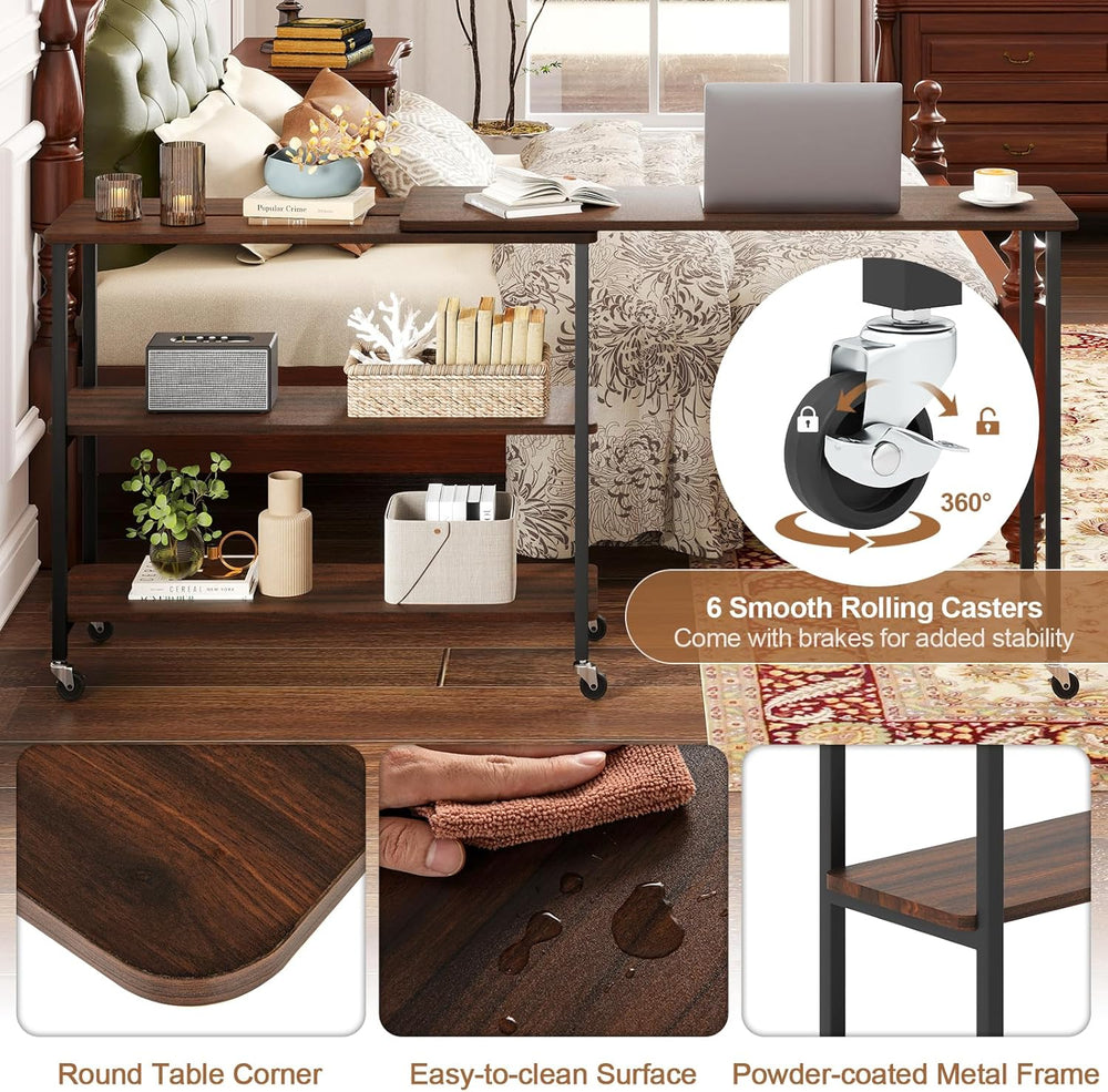 Tangkula Large 360° Free Rotating Sofa Side Table, Patented Mobile Couch Desk...