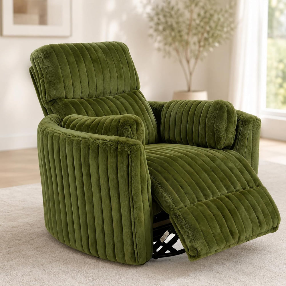 Electric Nursing Power Swivel Rocker Recliner with 2 Pillows, Green