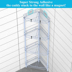 4 Tier Floor Standing Corner Shower Caddy Organizer Shelf with Hooks, Bathroom Shelves Stand Rack, Blue