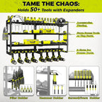 KAFAHOM Power Tool Organizer-8 Drill Holder Wall Mount,4 Layer Heavy Duty Metal Power Tool Storage Rack,Garage Tool Organizer and Storage with Screwdriver Holder/Plier Holder/Hammer Holder