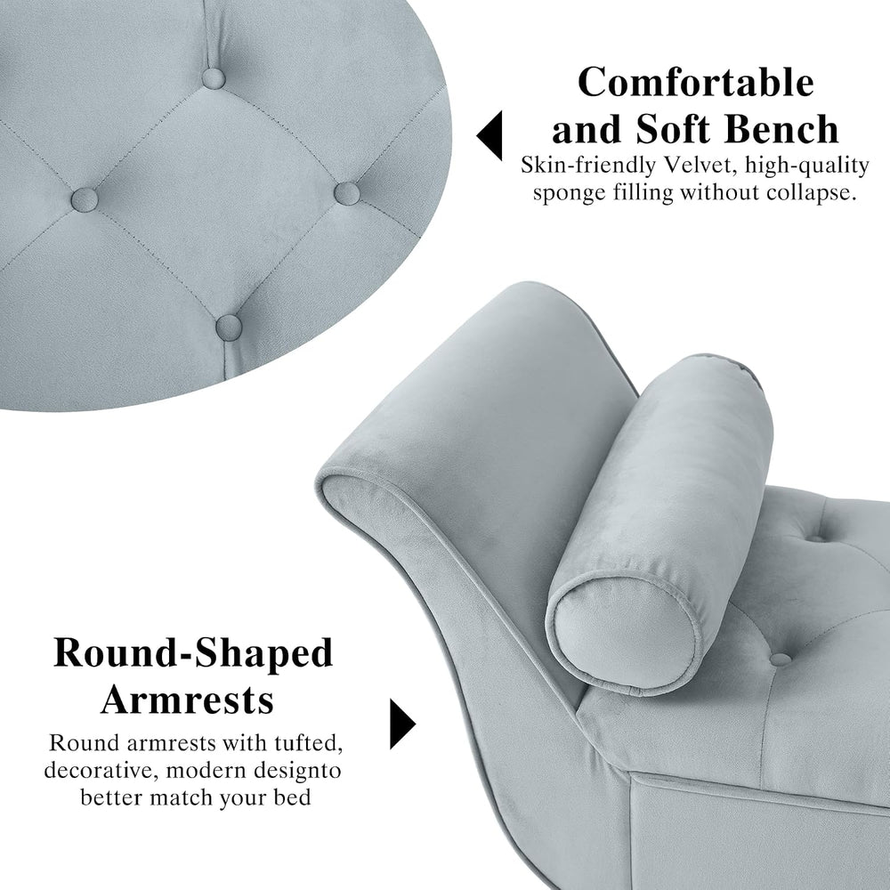 Velvet Storage Bench for Bedroom End of Bed Ottoman, Button-Tufted Upholstere...