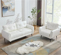 TYBOATLE Mid Century Modern White Leather Couch - 61" Loveseat, Tufted, Comfy 2 Seat Settee for Living Room or Office, Fits Small Spaces, Easy Assembly (2, White)