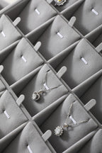 Stackable Jewelry Trays, Velvet Earring Box,Premium Necklace Box,Luxury Jewelry Display Case,Grey Pendant Trays