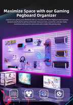 Wall Organizer Peg Board - Elevate And Declutter Your Gaming And Office - Create A Perfectly Structured Space(Black)
