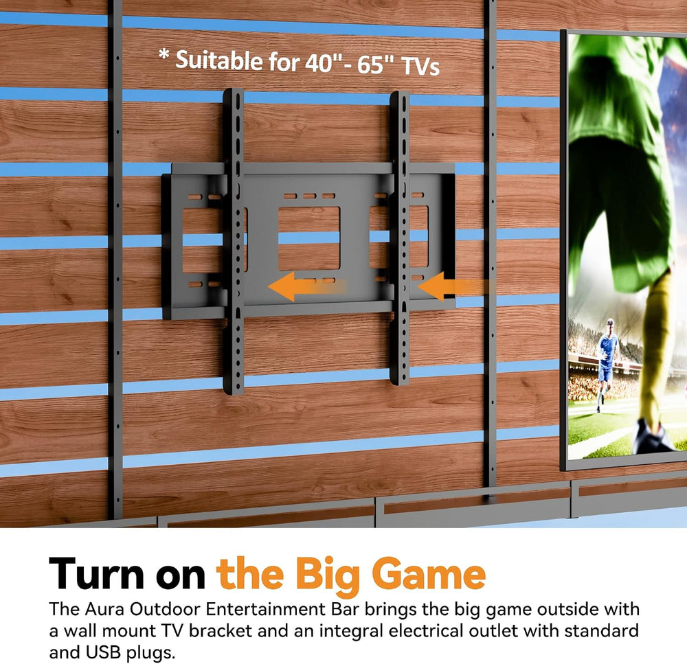 Modern Shade Cedar Outdoor Bar Gazebo with TV Mount, USB Power, 6.5 x 8 ft