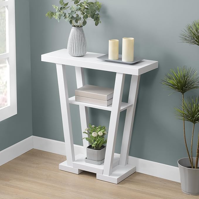 Convenience Concepts Newport V Console Modern Sofa Storage Shelves, Narrow En...