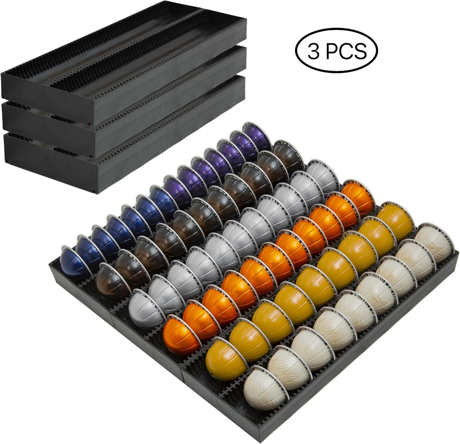 Coffee Pod Storage Holder Drawer Insert for Counter Compatible with Nespresso Vertuoline Capsules, Nespresso Pod Holder for Nespresso Vertuo for Home, Office, Coffee Station (3 Packs)