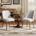 Dining Chairs Set of 6, Upholstered Dining Room Chair with Wood Legs, High-Back Padded Kitchen Chairs for Dining Room/Restaurant/Cafe, Light Grey