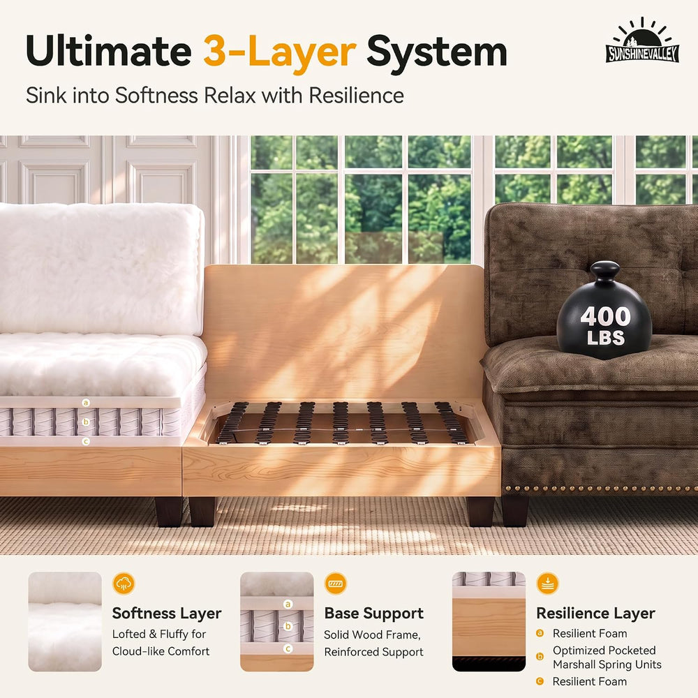 Modular Sectional Sofa Set Living Room 3-Piece Deep Seats
