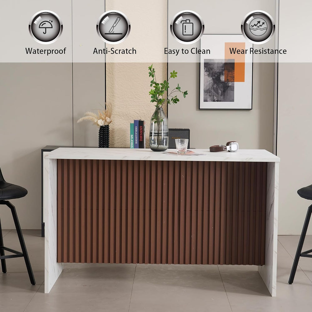 59 Inch Large Imitation Marble Dining Table for 4-6 People, Mordern Marble St...