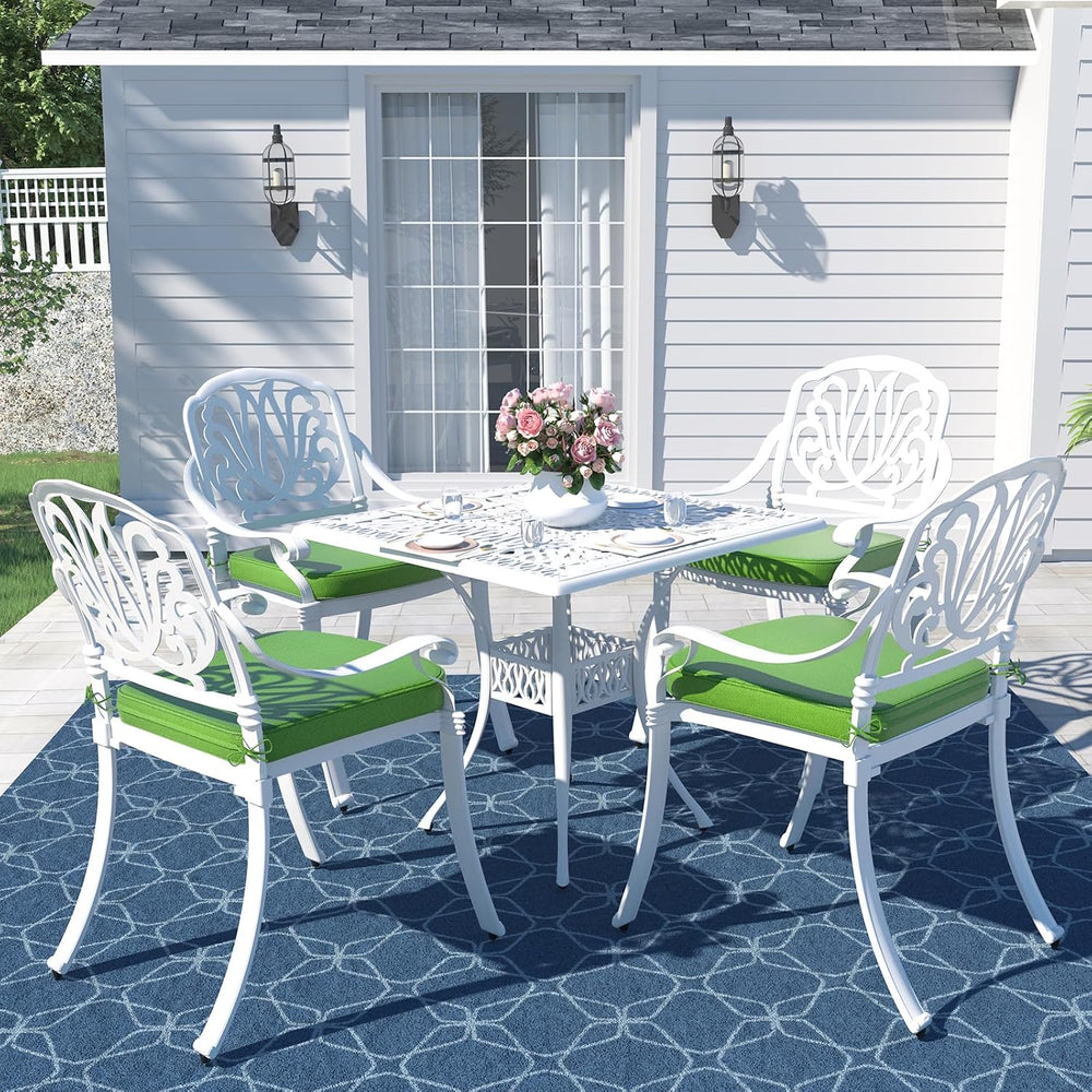 MEETWARM 5-Piece Outdoor Patio Dining Set, All-Weather Cast Aluminum Patio Co...