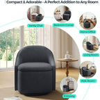 LINSY Swivel Accent Chair with Storage Comfy Chenille Barrel Chairs, Small 360 Swivel Modern Armchair for Living Room Bedroom, Boucle Reading Chair for Study Room (Grey)