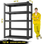 REIBII Garage Shelving Load 2000 LBS, Adjustable 5-Tier Storage Shelves, Metal Shelving Units and Storage Rack Shelf for Garage, Basement, Kitchen, 32" W x 17" D x 72" H, Black