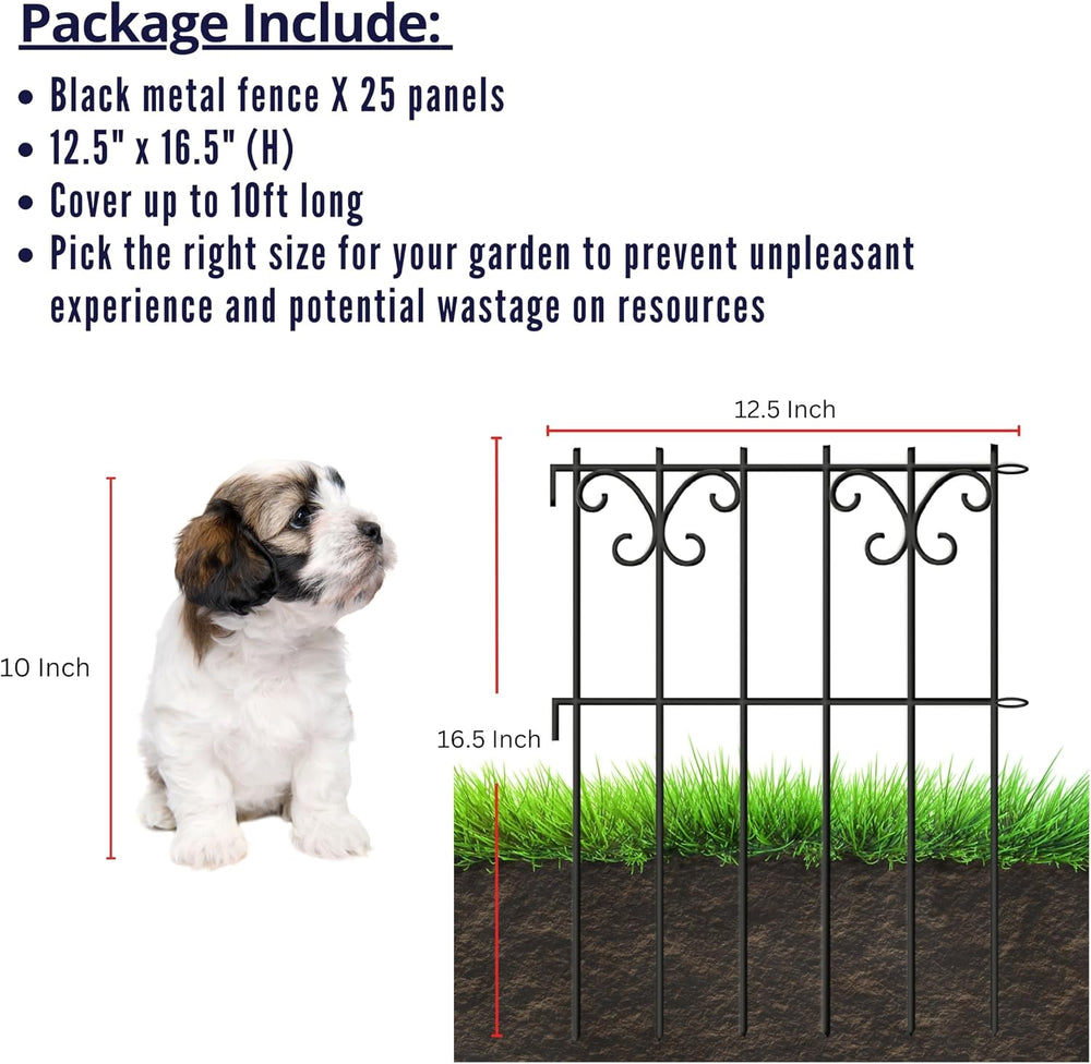 ShopLaLa Garden Fencing Animal Barrier (10 Panels) 12x16.5in Black Fences