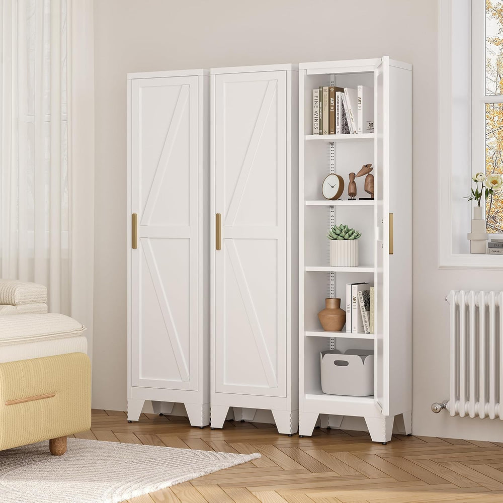 LCAOPC 67" Tall Narrow Bathroom Metal Storage Cabinet with 4 Adjustable ...