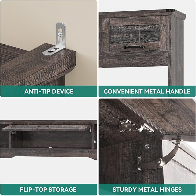 YITAHOME Wall Unit Entertainment Center for 65 Inch TV, 73" Tall TV Console with Power Outlet, Adjustable Shelf & Flip-Up Compartments, Large Media Stand for Living Room, Rustic Oak
