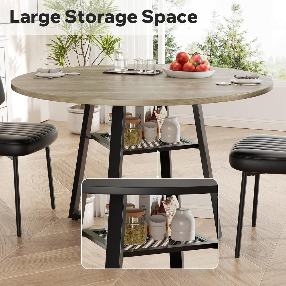 Round Dining Table for 4-6 People,47 Inch Dining Room Table,Modern Circle Kit...