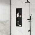 Stainless Steel Shower Niche 24" X 8", No-Tile Needed Wall Niche Double Shelves, Recessed Shower Storage, Matte Black