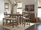 Signature Design by Ashley Moriville Rustic Farmhouse 36" Counter Height Dining Extension Table, Brown