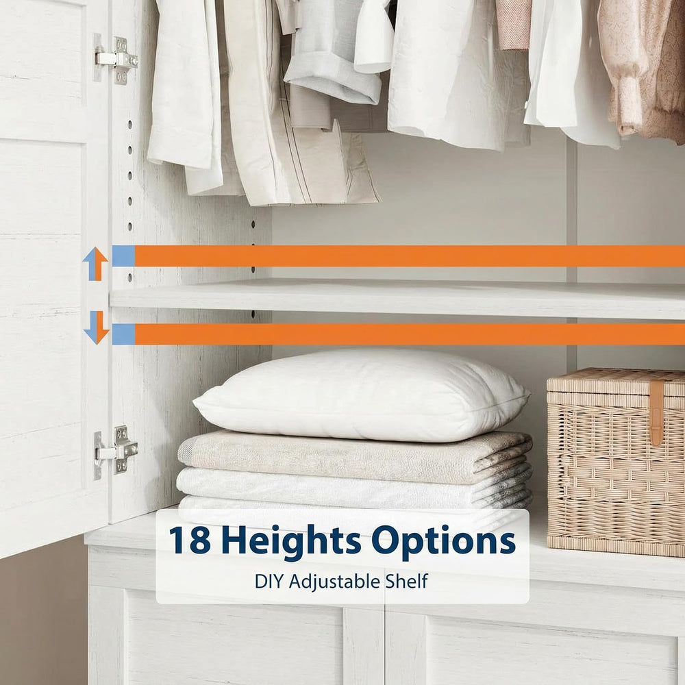 IDEALHOUSE Armoire Wardrobe Closet with 4 Doors, 72" Tall Wooden Clothin...