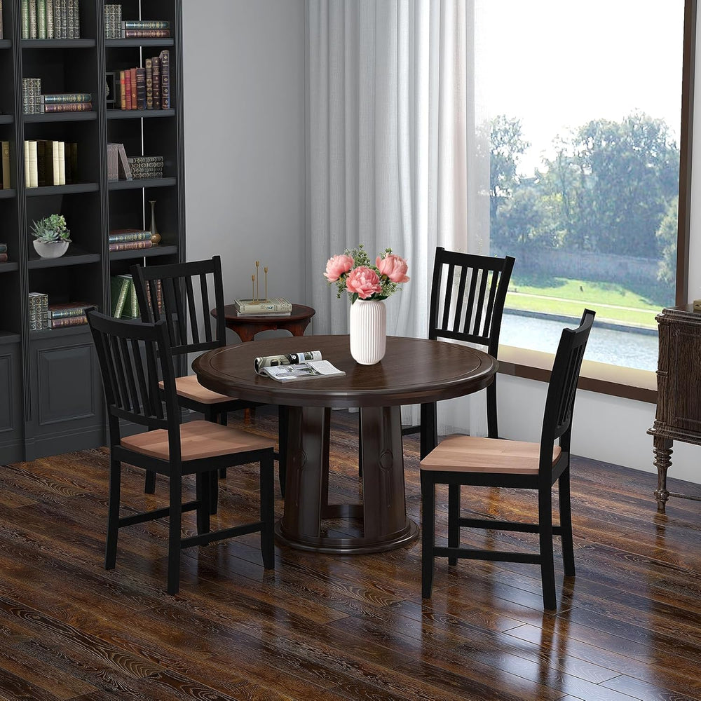 POWERSTONE Dining Chairs Set of 4, Wooden Windsor Kitchen Chair with Large Se...