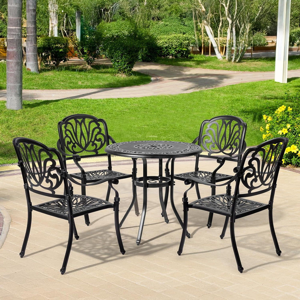 VINGLI Patio Chairs Set of 4 - Stackable Outdoor Cast Aluminum Dining Chairs ...