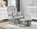 Penau Glider and Ottoman, Button Tufted Gray, Wood Fabric | Nursery Glider And Ottoman Set, Soft Quiet Motion, Button Tufted Back, Side Pocket, Cozy Bonding Spot
