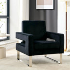 Velvet Accent Chairs Set of 2, Modern Armchair, Black | Stainless Steel Base, Soft Velvet Upholstery, Thick Padded Seat, 350 LBS Weight Capacity, For Living Room and Home Office