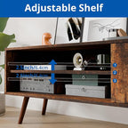 Cozy Castle TV Stand for 48 Inch TV, Mid Century Modern Entertainment Center with Storage Cabinet, TV Media Console for Living Room, Bedroom, Rustic Brown