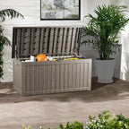 TARKARI 200 Gallon Lockable Resin Deck Box, Waterproof & UV-Resistant Outdoor Storage Box for Outdoor Cushion Storage, Garden Tools & Pool Accessories Storage, Gray
