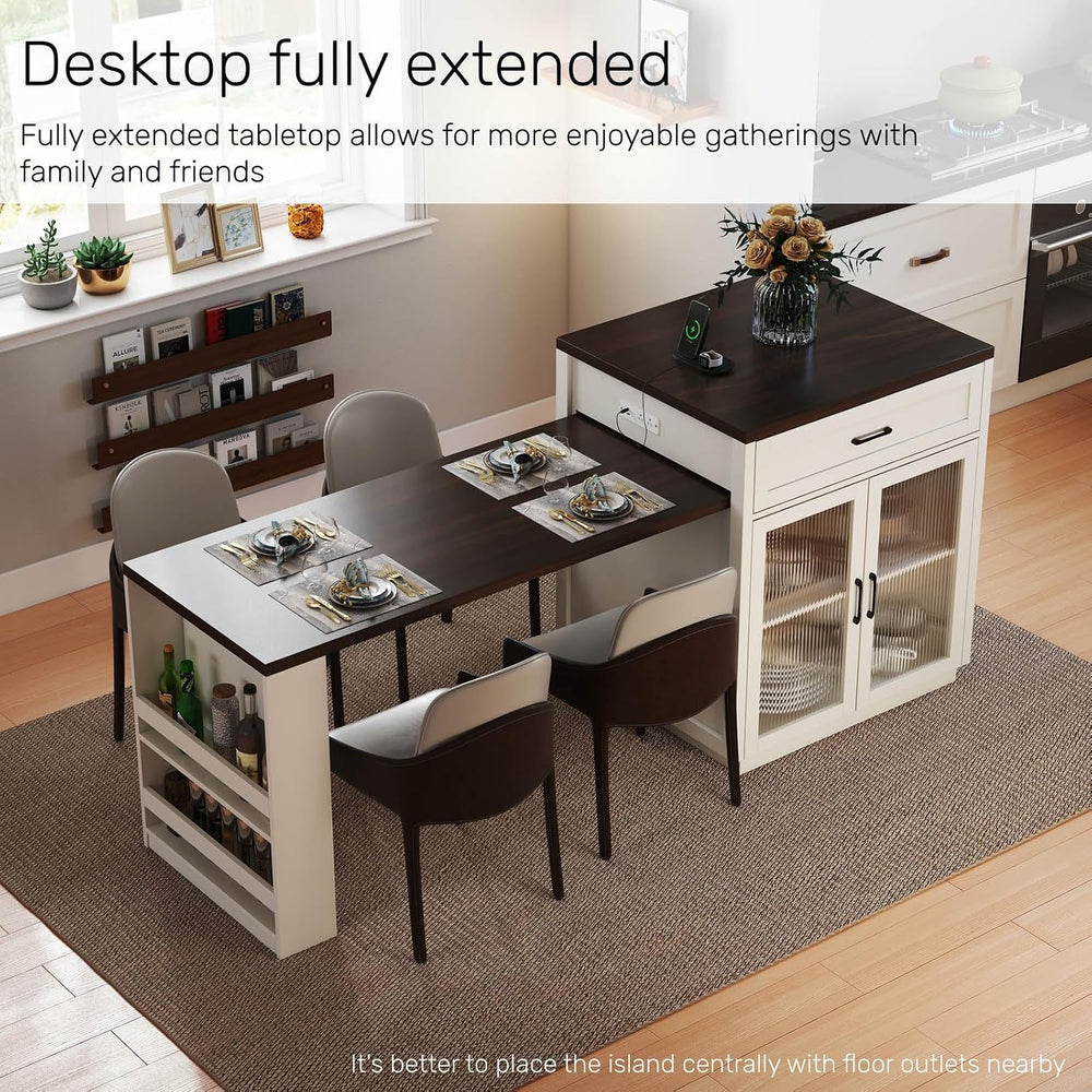 83'' Extendable Kitchen Island with Dining Table,2-in-1 Large Kitchen...