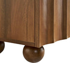 Modway Sorren 71 Inch Scalloped TV Stand in Walnut – 4 Door Media Console Cabinet – Modern Storage TV Stand with Doors