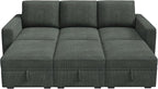 HONBAY Modular Sectional Sleeper Sofa Bed, Pull Out Couch with Storage Ottoman, U Shaped Sectional Couches for Living Room, Green