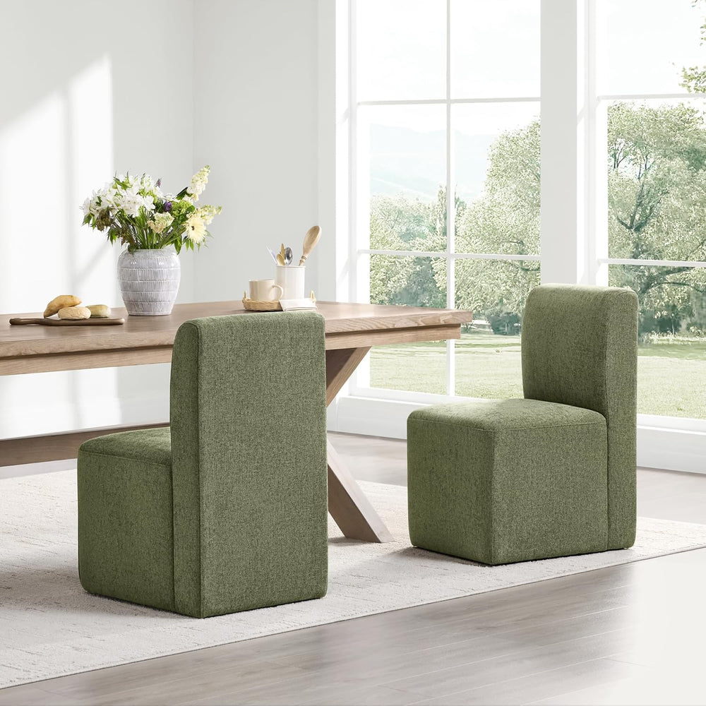 CHITA Dining Chairs with Casters Set of 4, FSC Certified Upholstered Armless ...