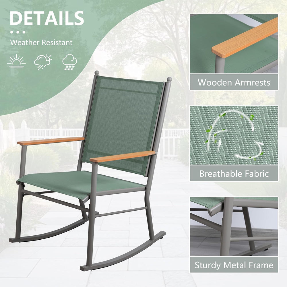 Shintenchi 2 Pcs Outdoor Rocking Chairs Set,Upgraded High Back Patio Rocking ...