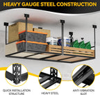 3x6 Ft Overhead Garage Storage Rack, 28-41 inch Height Adjustable Ceiling Mounted Organization Rack, 550 lbs Weight Capacity, 36"x72" Heavy Duty Space-Saving Metal Rack for Garage Storage