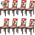 Christmas Chair Covers, Stretch Dining Room Chair Covers Set of 8, Christmas Decoration/Home Decor Chair Protector Slipcovers