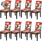 Christmas Chair Covers, Stretch Dining Room Chair Covers Set of 8, Christmas Decoration/Home Decor Chair Protector Slipcovers