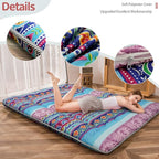 MAXYOYO Japanese Floor Mattress Futon Mattress, 4" Thicken Tatami Mat Sleeping Pad Foldable Roll Up Mat Boys Girls Dormitory Pad Kids Floor Lounger Pillow Bed, Charcoal Grey, Queen Size