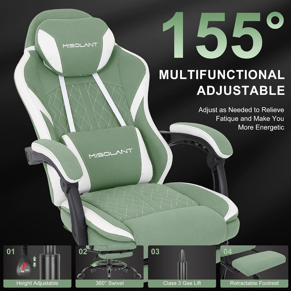 Misolant Gaming Chair, Fabric Gamer Chair with footrest for Adults, High Back...