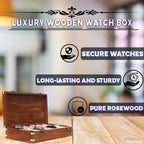 Wooden Watch Box for Men & Women, Watch Organizer & Display Case, Premium Long-Lasting Watch Holder for Storage, Elegant Gift for Watch Collectors (Wood Top, 12 Slots)