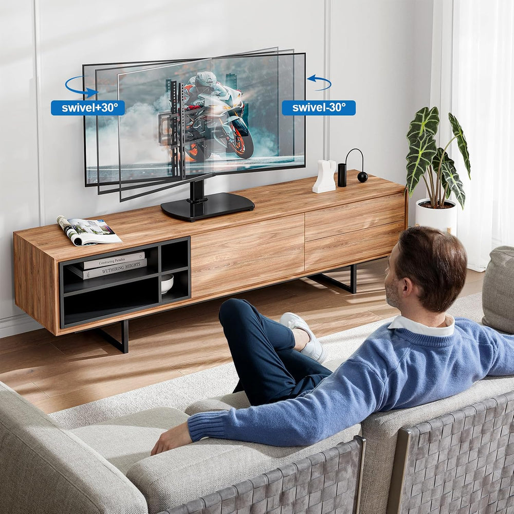 Universal TV Stand for 27-60 Inch TVs with Swivel Mount, Height Adjustable Ta...