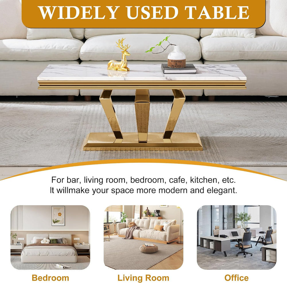 Modern Marble Coffee Table Set of 3, Luxury Marble Living Room Diamond-Shape ...
