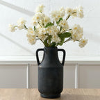 SIDUCAL Ceramic Rustic Flower Vase with Handles | 12 inch Tall Vase for Farmhouse Home Table Centerpieces, Large Decorative Terracotta Vases for Home Decor, Living Room,Shelf Decor, Black Bronze